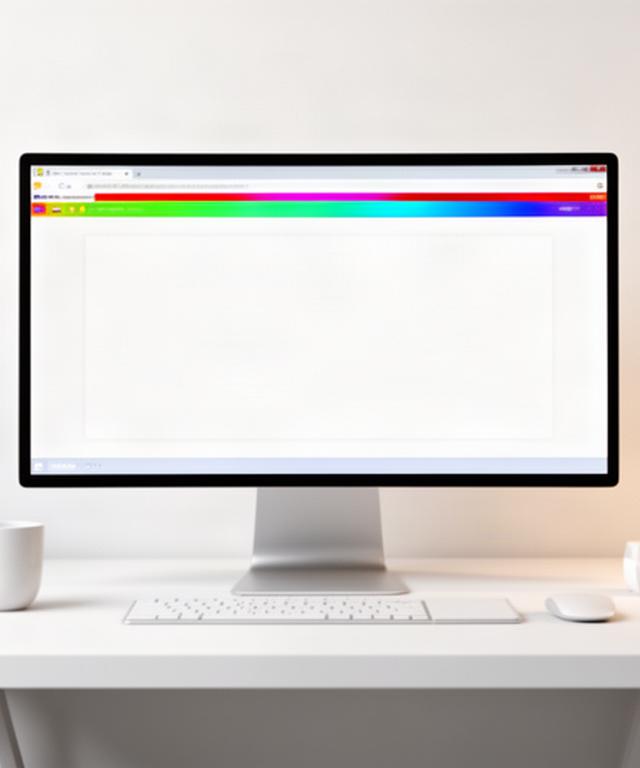 Pantalla de ordenador con una interfaz web colorida sobre una mesa de trabajo luminosa